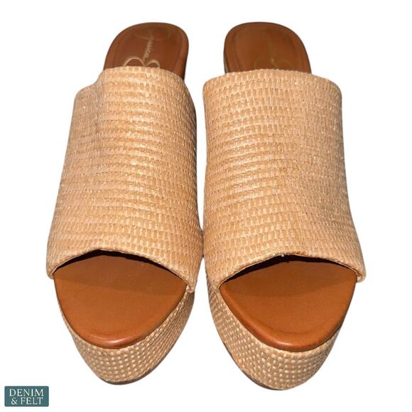 Jessica Simpson Camree Platform Slide Sandals Raffia Block Heels 7.5M NEW - Picture 5 of 14